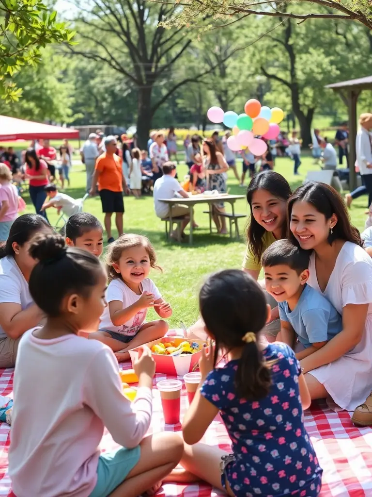 A vibrant photo of a diverse group of families participating in a community event organized by ATAP, showcasing smiling faces and a sense of togetherness.